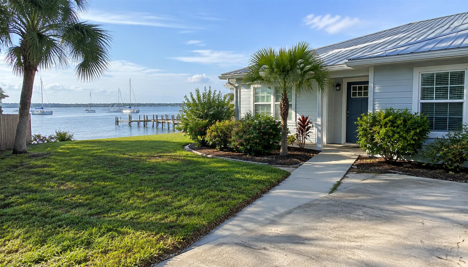Concrete walkway and driveway at a waterfront home on Santa Rosa Sound in Mary Esther, Florida